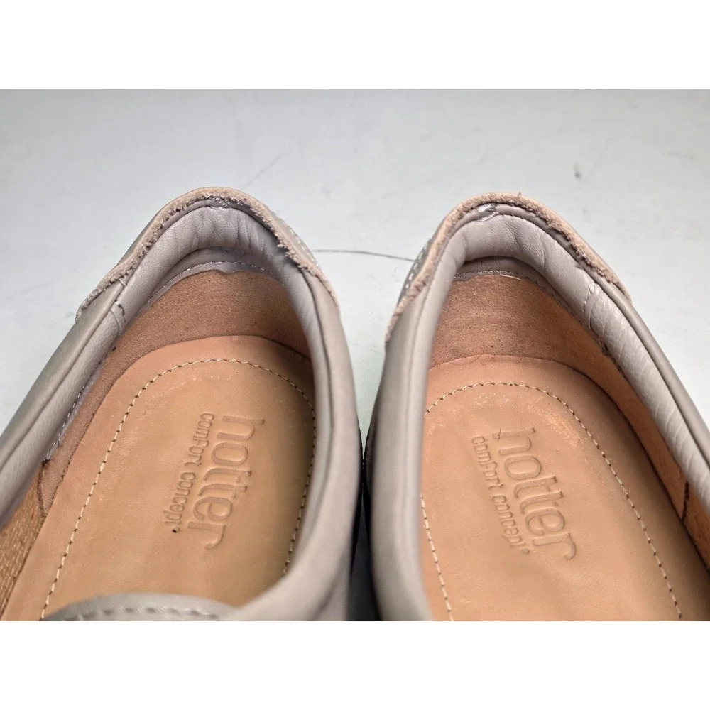 Hotter Dew Women's Classic Shoes Size 9.5 EEE Gray Leather Casual Oxford Comfort